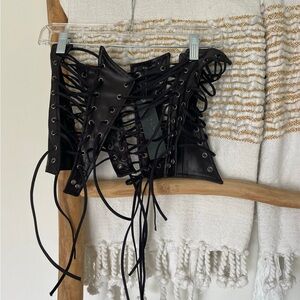 Lace up strapless bustier/corset top